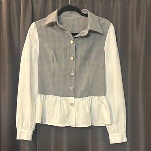 SHEIN Gray and White Button Down Shirt